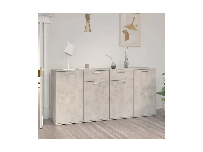 Aparador de hormigón gris 160x36x75 cm Madera de ingeniería