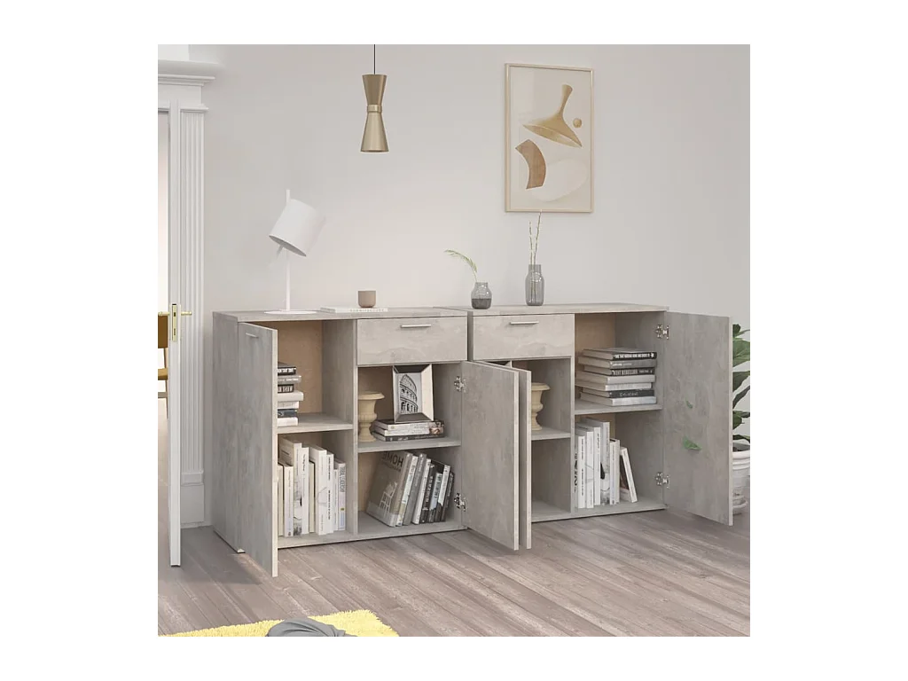 Buffet Gris béton 160x36x75 cm Bois d'ingénierie