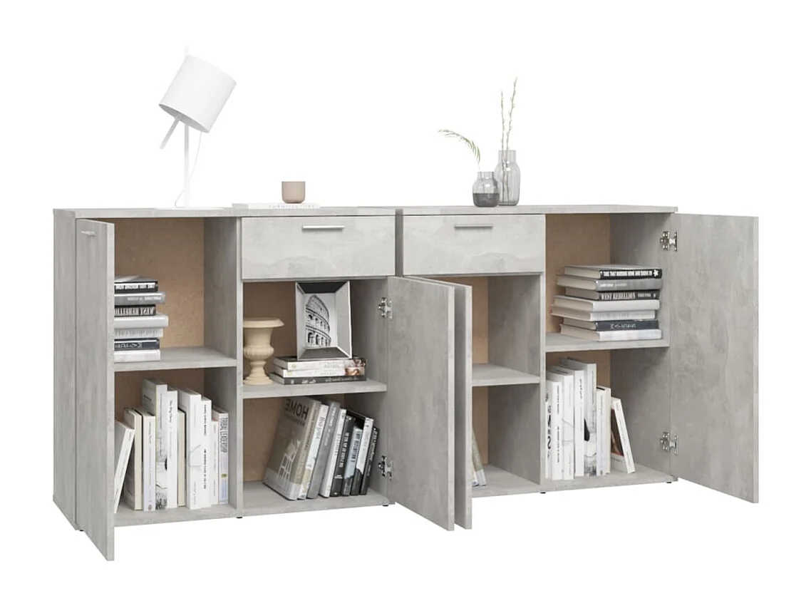 Buffet Gris béton 160x36x75 cm Bois d'ingénierie