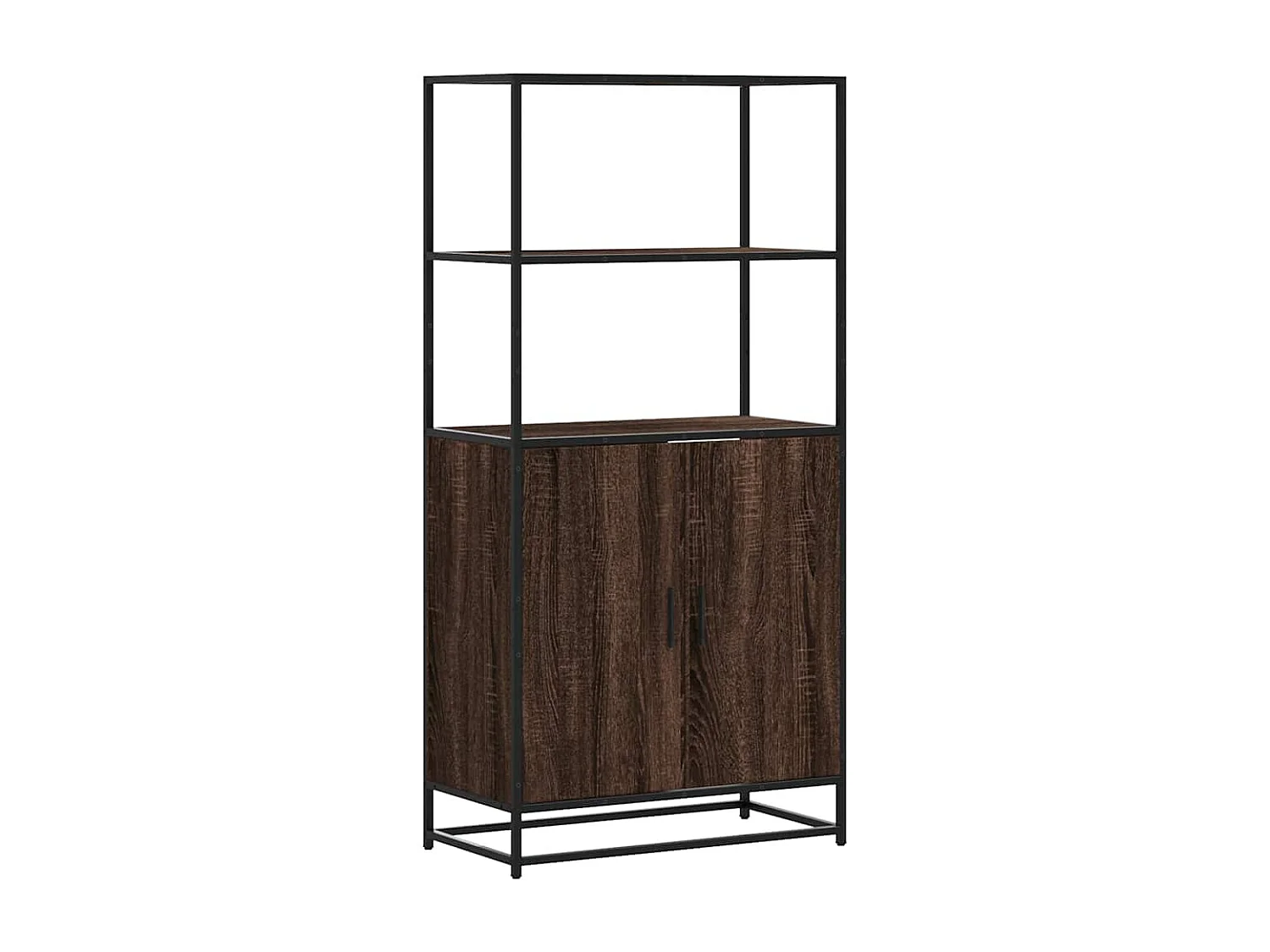 Buffet haut chêne marron 68x35x139 cm bois d'ingénierie métal