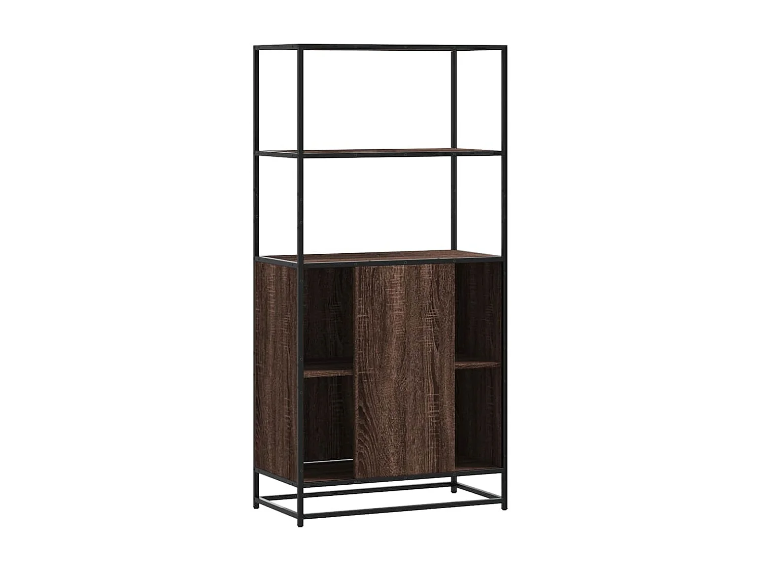 Buffet haut chêne marron 68x35x139 cm bois d'ingénierie métal