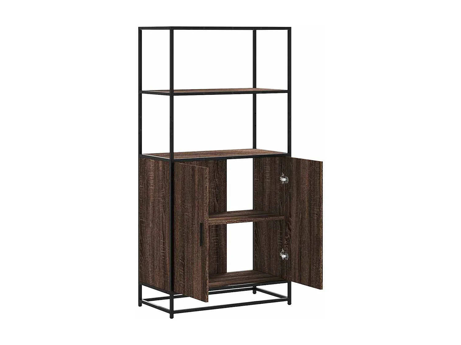 Buffet haut chêne marron 68x35x139 cm bois d'ingénierie métal