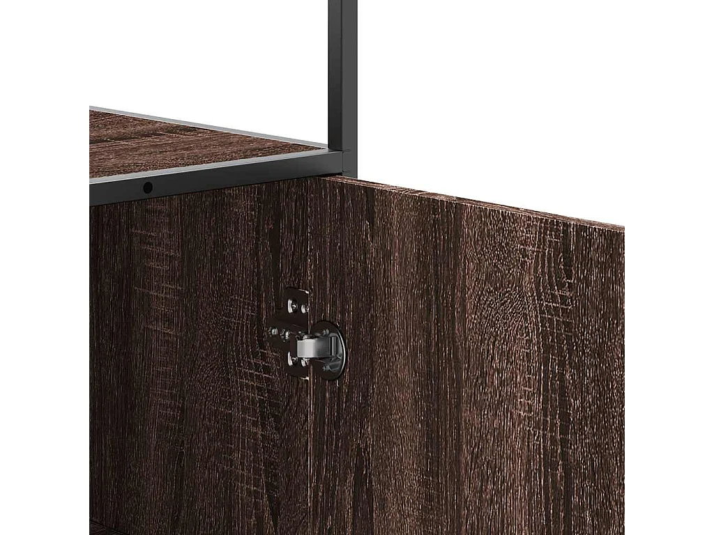 Buffet haut chêne marron 68x35x139 cm bois d'ingénierie métal