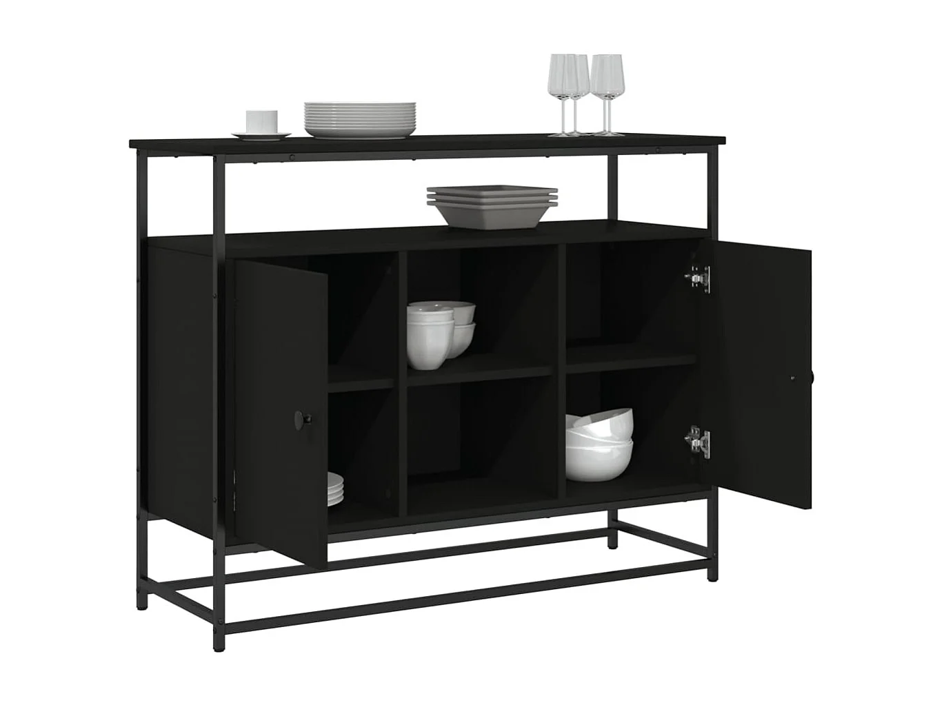 Buffet noir 100x35x80 cm bois d'ingénierie