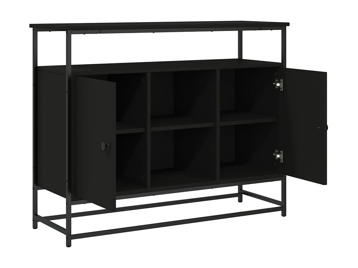 Buffet noir 100x35x80 cm bois d'ingénierie