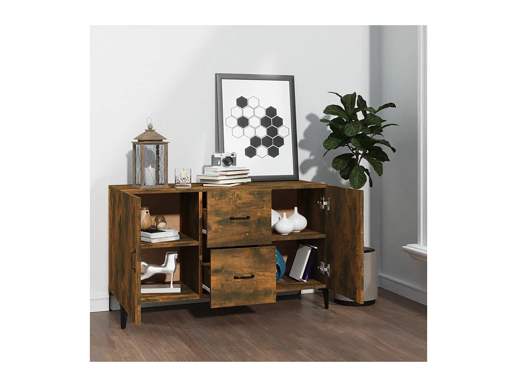 Buffet chêne fumé 100x36x60 cm bois d'ingénierie