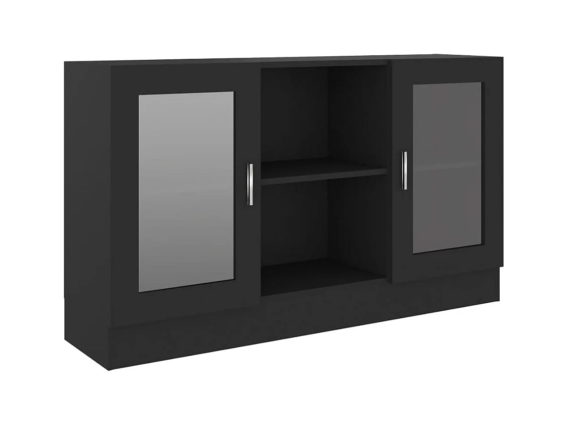 Schwarze Vitrine 120x30,5x70 cm Holzwerkstoff