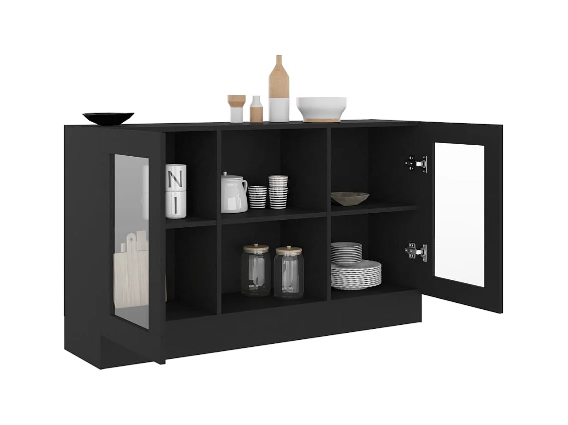 Schwarze Vitrine 120x30,5x70 cm Holzwerkstoff