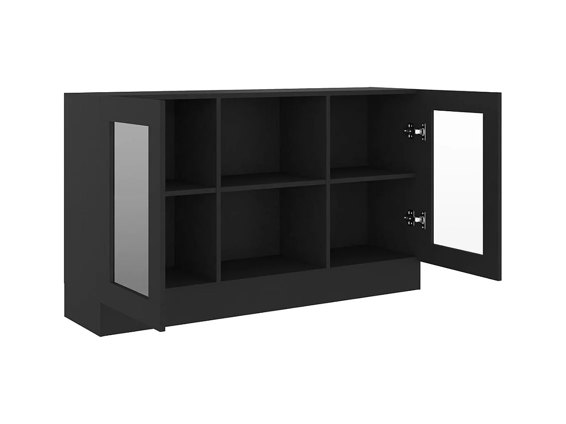 Schwarze Vitrine 120x30,5x70 cm Holzwerkstoff