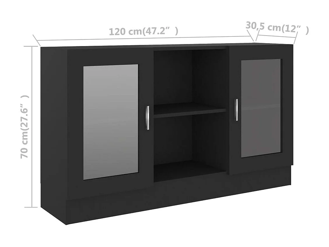 Armoire à vitrine Noir 120x30,5x70 cm Bois d'ingénierie