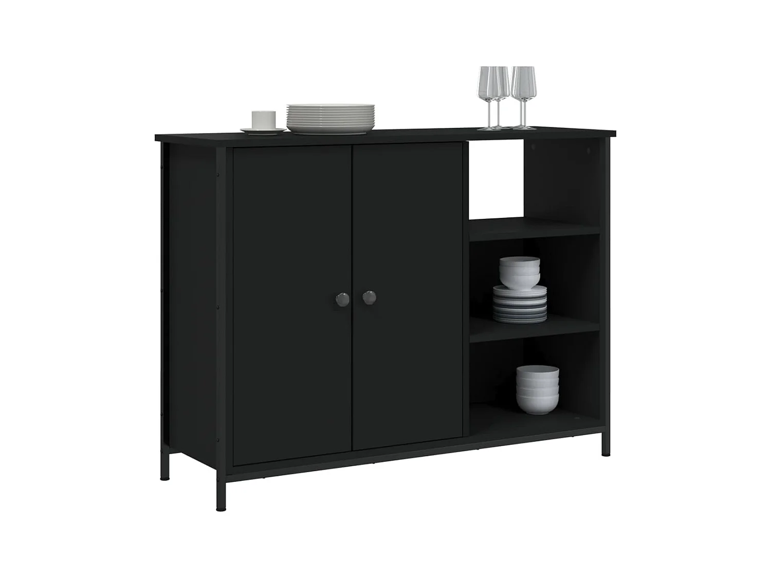 Buffet noir 100x33x75 cm bois d'ingénierie