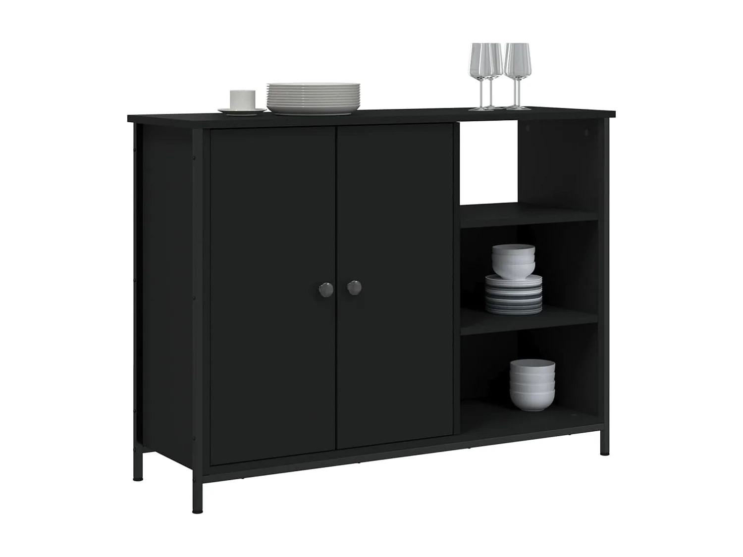 Buffet noir 100x33x75 cm bois d'ingénierie