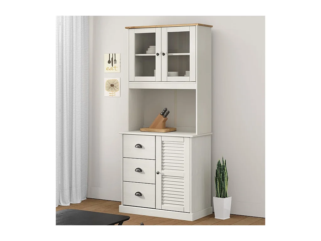 Dessus de commode VIGO blanc 78x30x100 cm bois massif de pin