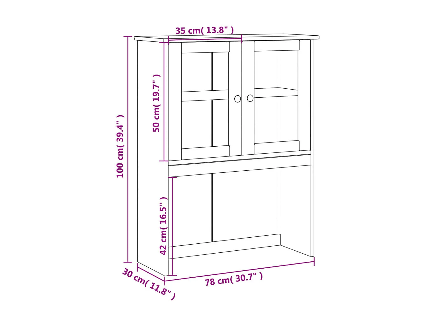 Dessus de commode VIGO blanc 78x30x100 cm bois massif de pin