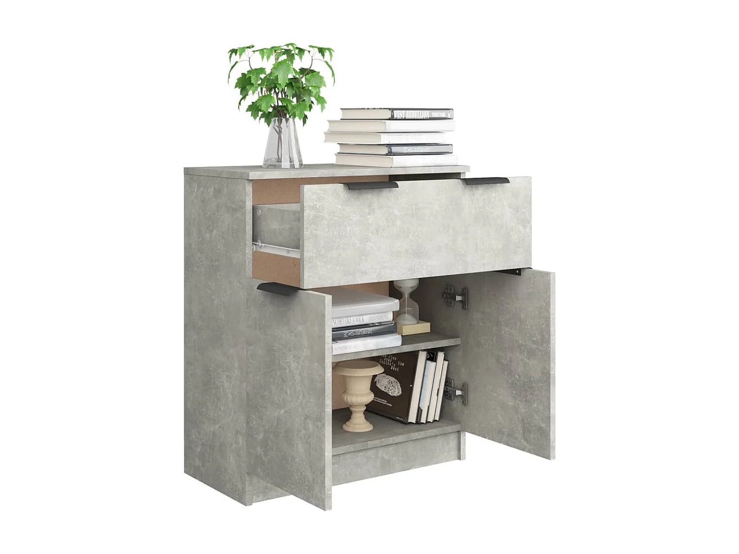 Betongrijs dressoir 60x30x70 cm bewerkt hout