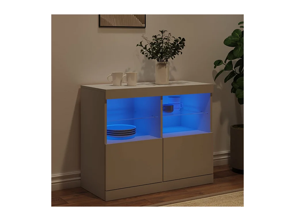 Buffet avec lumières LED blanc 81x37x67 cm