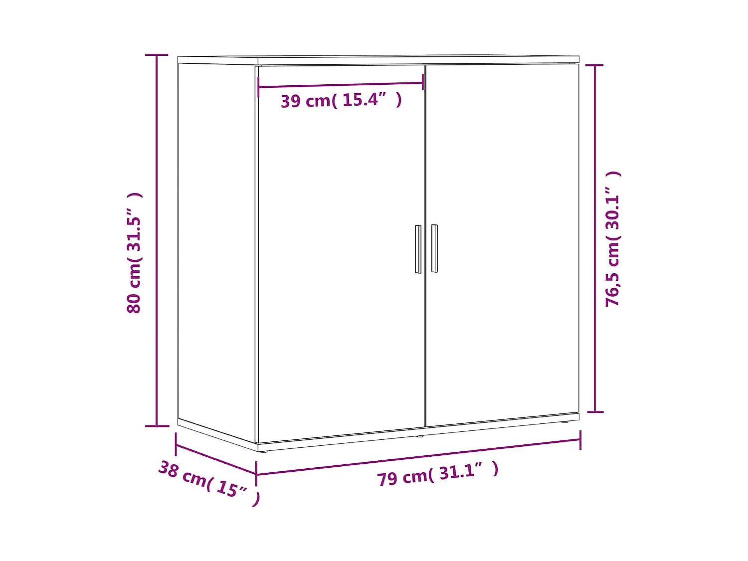 Buffets 2 pcs chêne sonoma 79x38x80 cm bois d'ingénierie