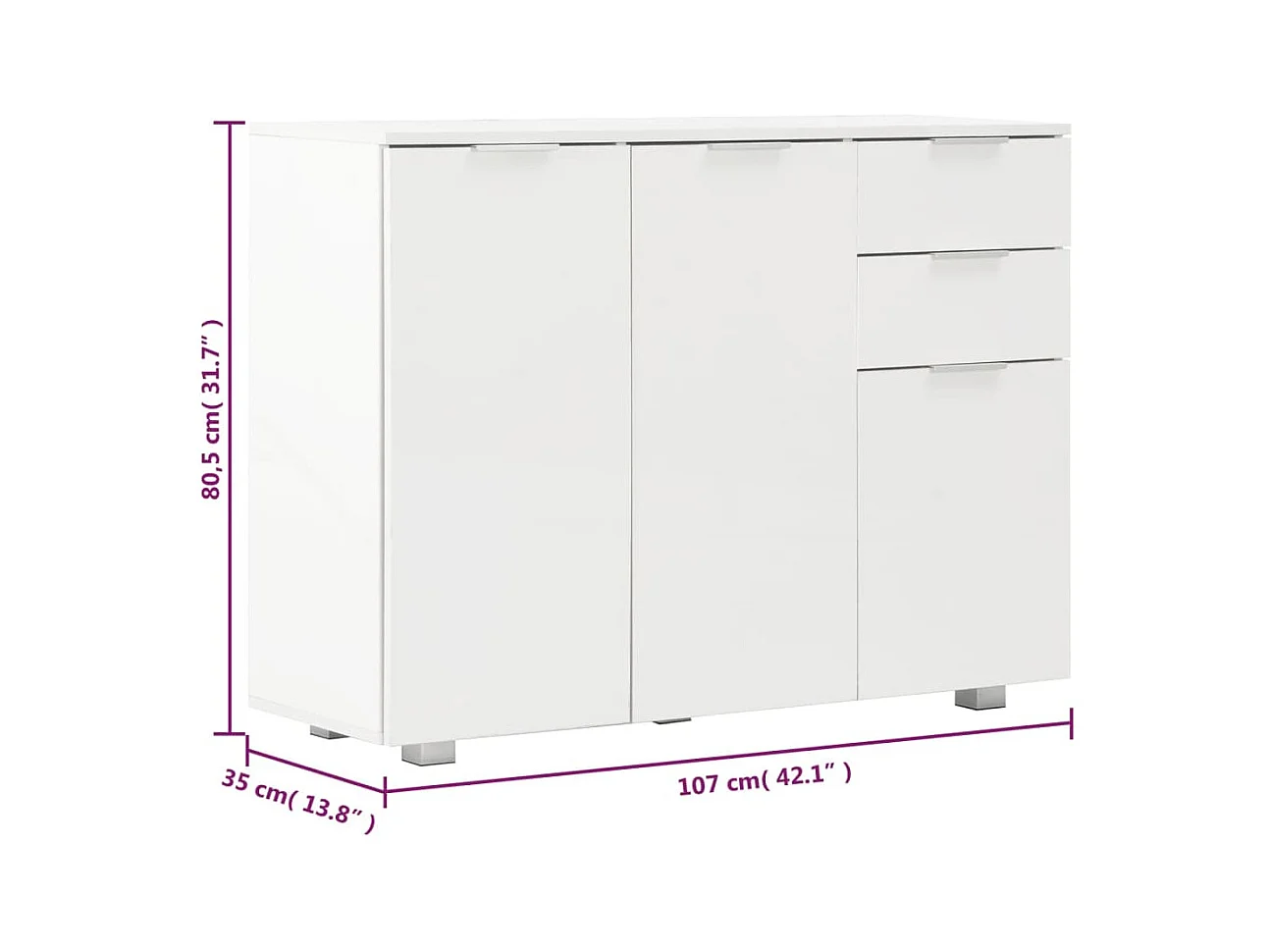 Buffet Blanc brillant 107x35x80,5 cm