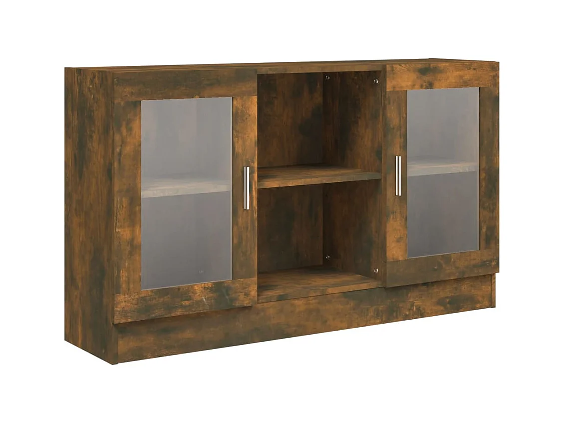 Armoire à vitrine Chêne fumé 120x30,5x70 cm Bois d'ingénierie