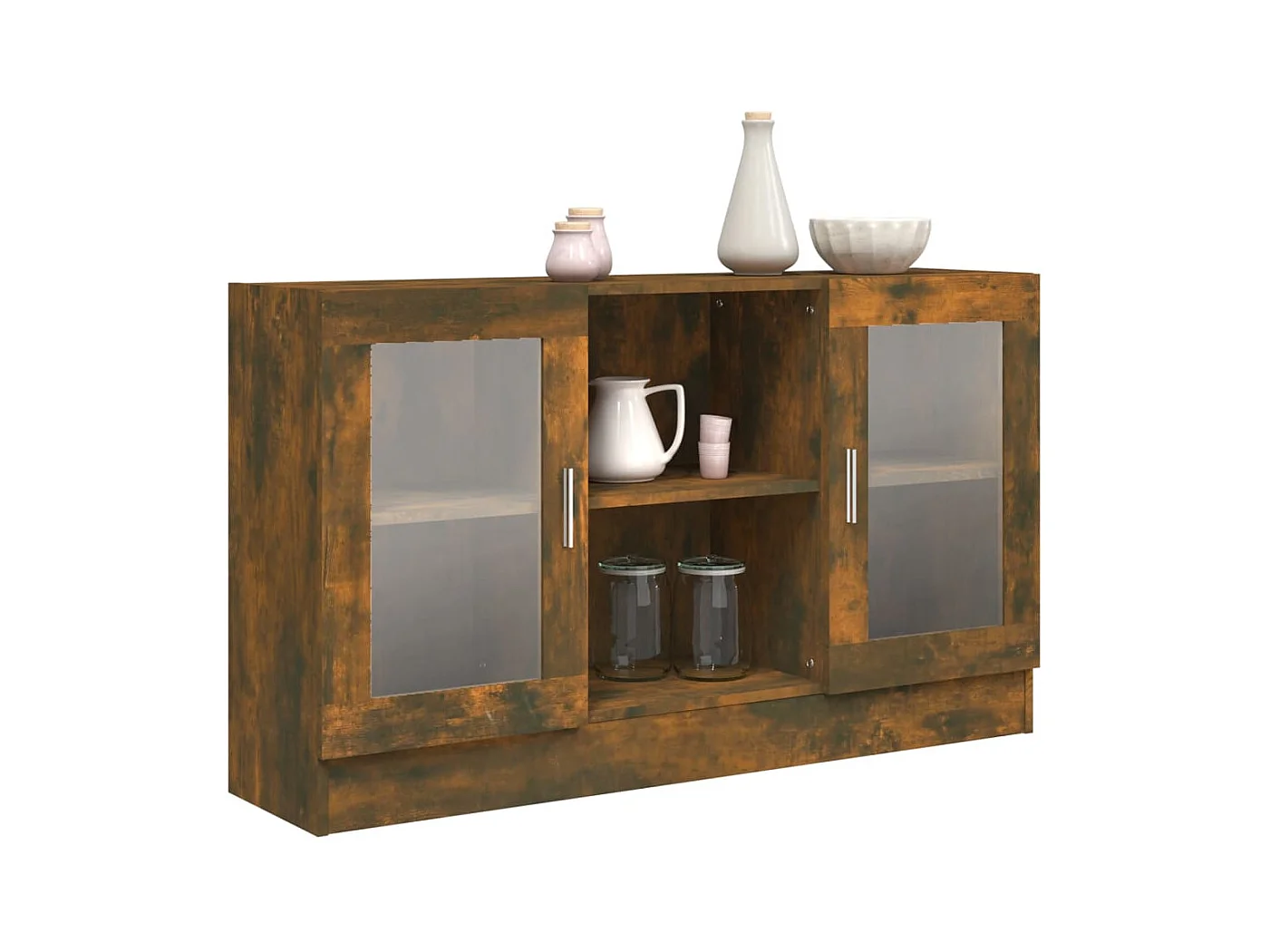 Armoire à vitrine Chêne fumé 120x30,5x70 cm Bois d'ingénierie