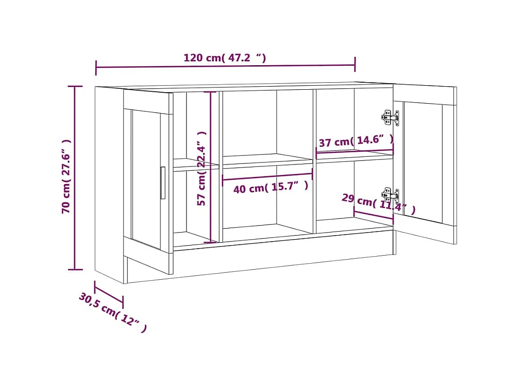 Armoire à vitrine Chêne fumé 120x30,5x70 cm Bois d'ingénierie