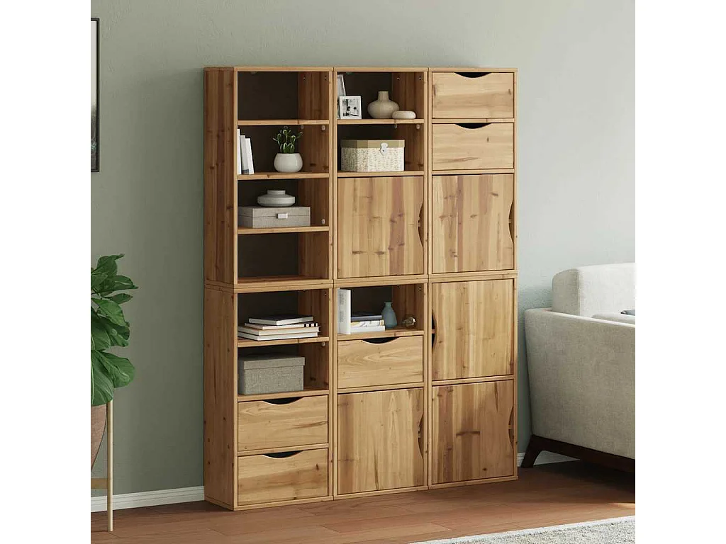 Armoires latérales 6 pcs ODDA 40x24x79 cm bois massif pin