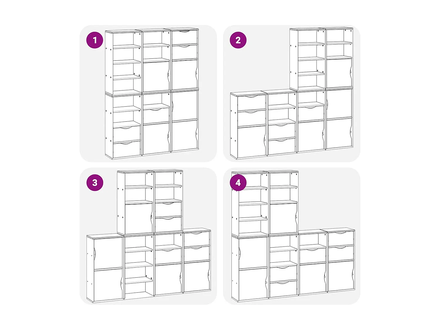 Armoires latérales 6 pcs ODDA 40x24x79 cm bois massif pin