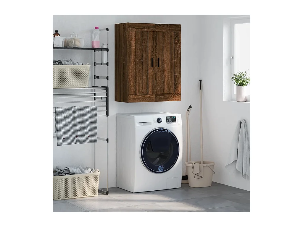 Mobiletto da parete in rovere marrone 69,5x34x90 cm in legno ingegnerizzato