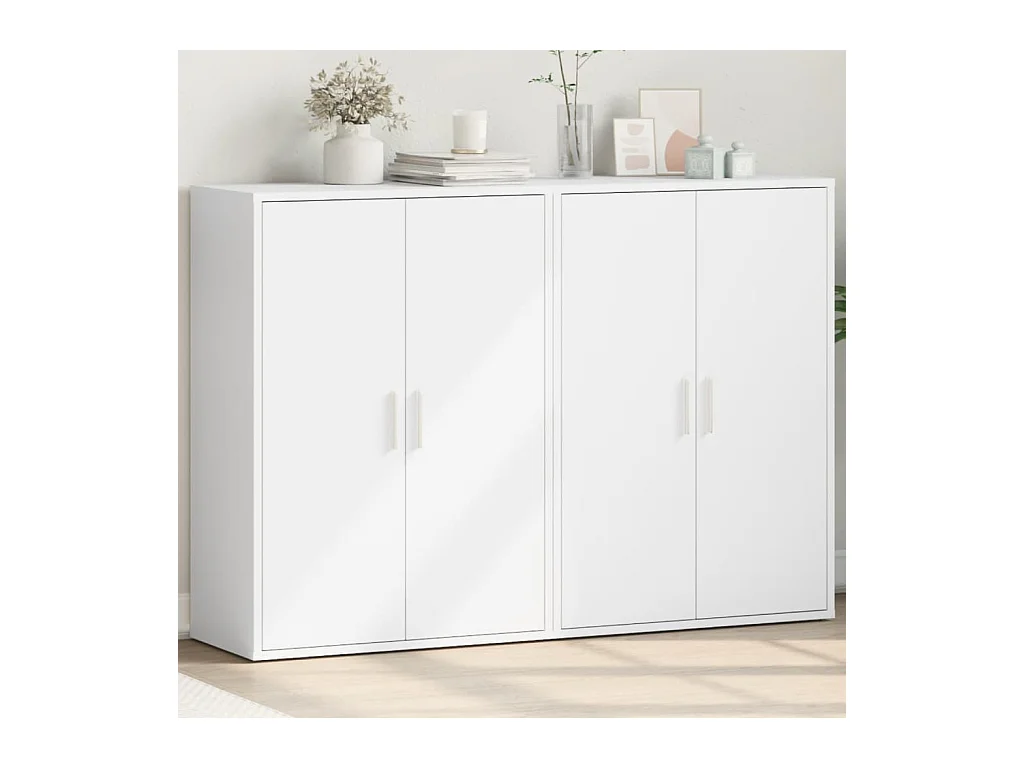 Buffets 2 pcs blanc 60x31x84 cm bois d'ingénierie