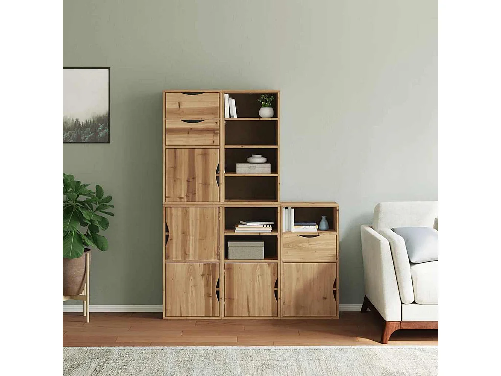 Armoires latérales 5 pcs ODDA 40x24x79 cm bois massif pin