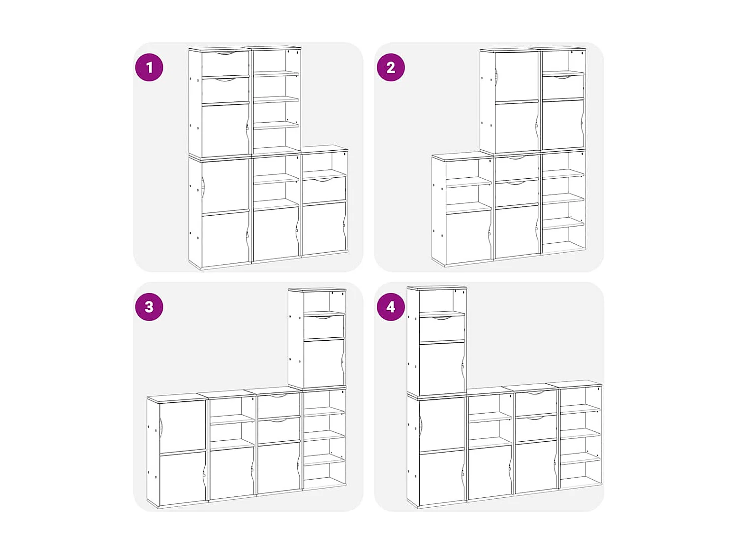 Armoires latérales 5 pcs ODDA 40x24x79 cm bois massif pin