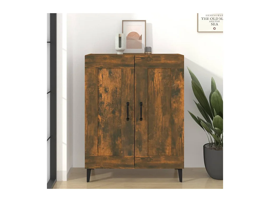 Buffet chêne fumé 69,5x34x90 cm bois d'ingénierie