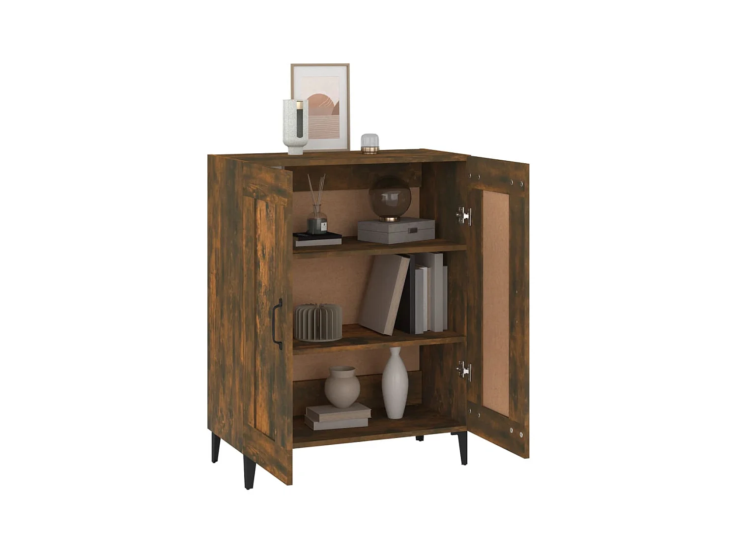 Buffet chêne fumé 69,5x34x90 cm bois d'ingénierie