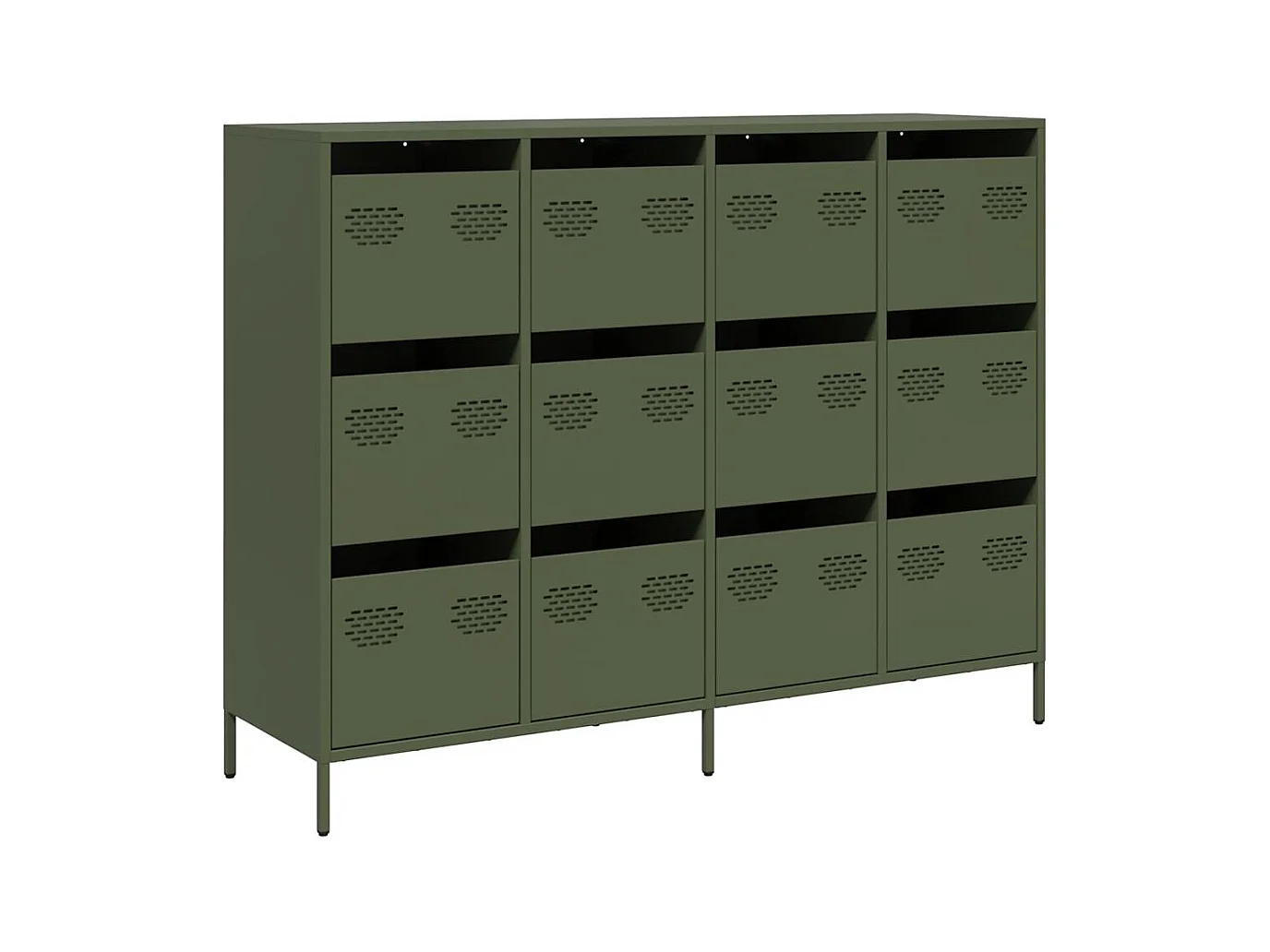 Credenza verde oliva 135x39x103,5 cm in acciaio laminato a freddo