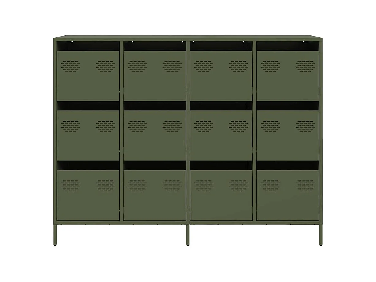 Credenza verde oliva 135x39x103,5 cm in acciaio laminato a freddo