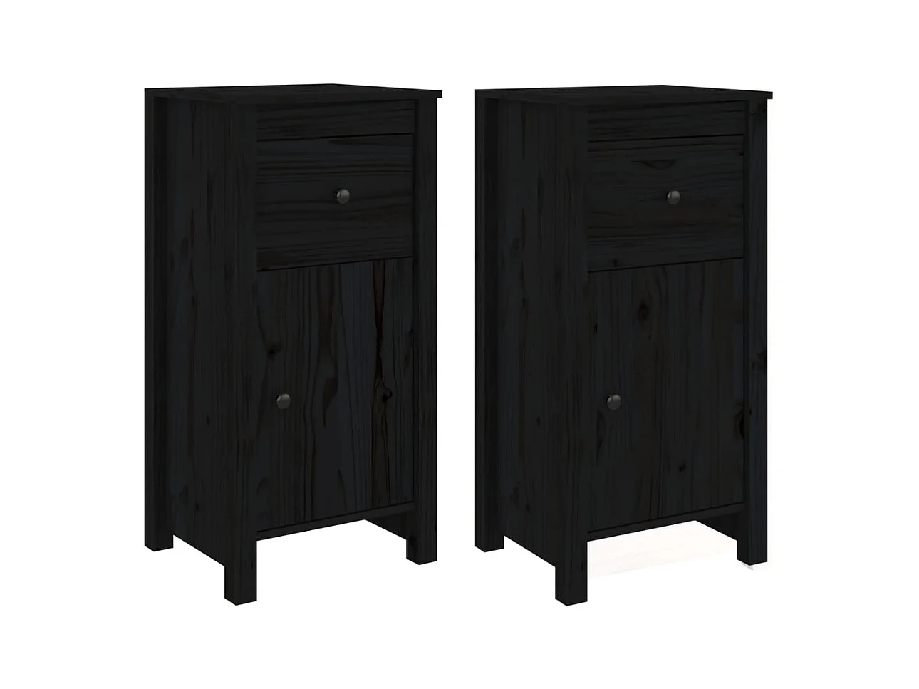 Buffets 2 pcs Noir 40x35x80 cm Bois massif de pin