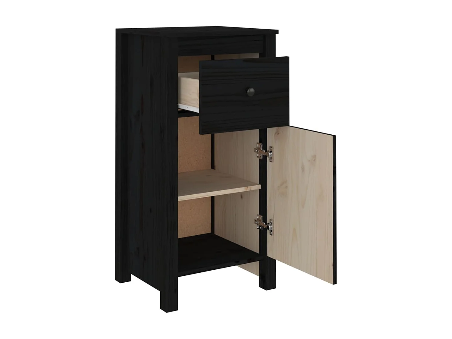 Buffets 2 pcs Noir 40x35x80 cm Bois massif de pin
