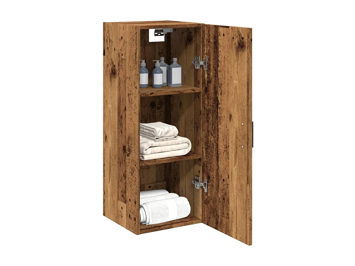 Wandkast oud hout 34,5x34x90 cm bewerkt hout