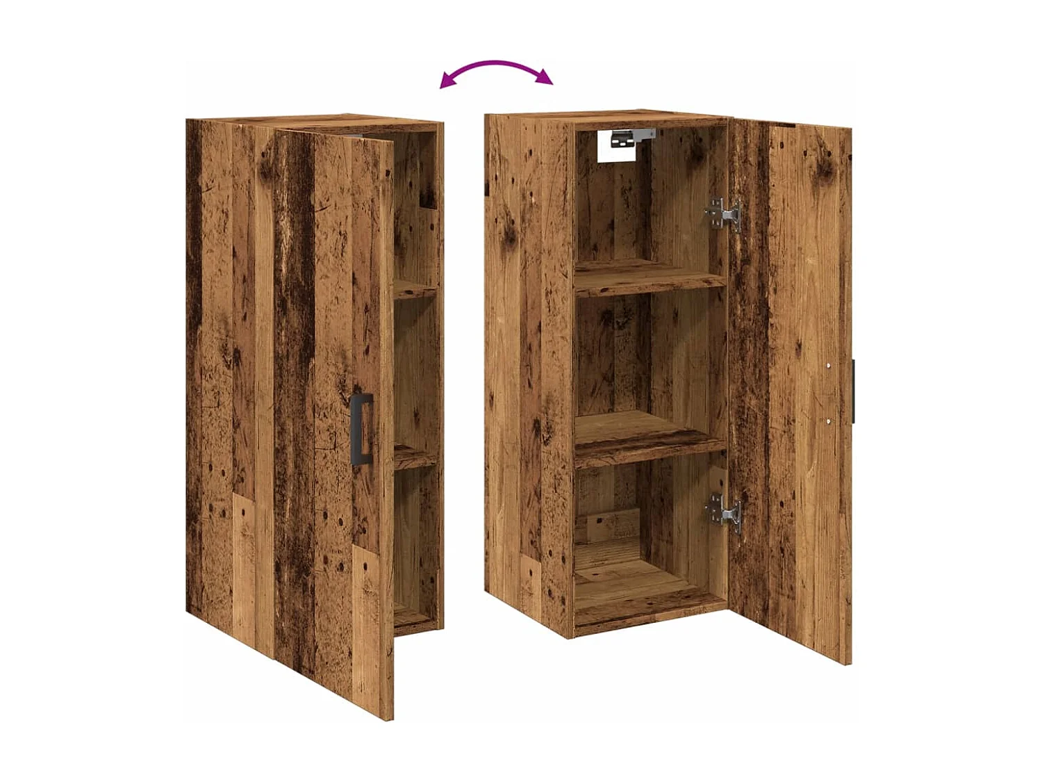 Wandkast oud hout 34,5x34x90 cm bewerkt hout