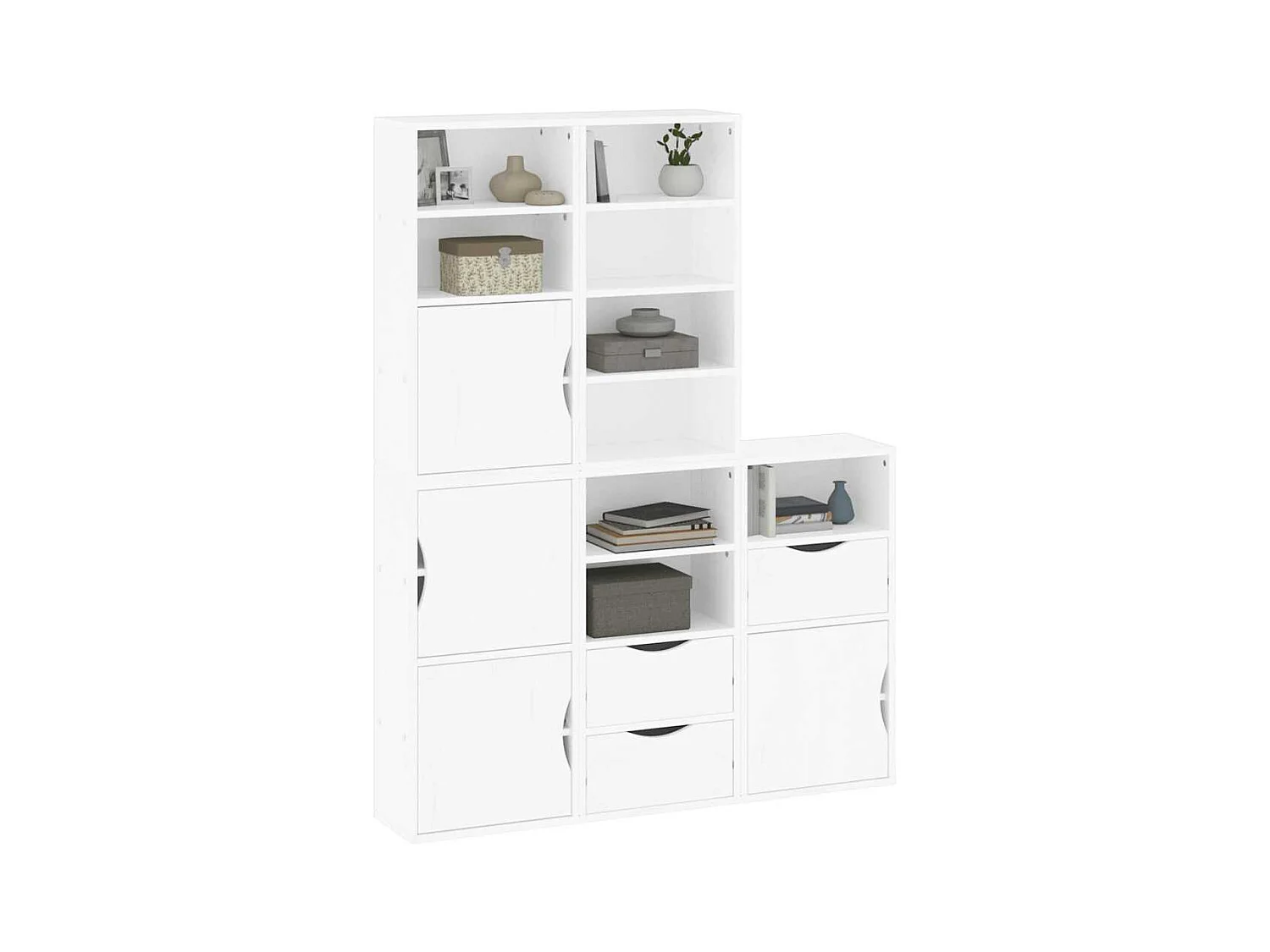 Armoires latérales 5 pcs ODDA blanc 40x24x79 cm bois massif pin