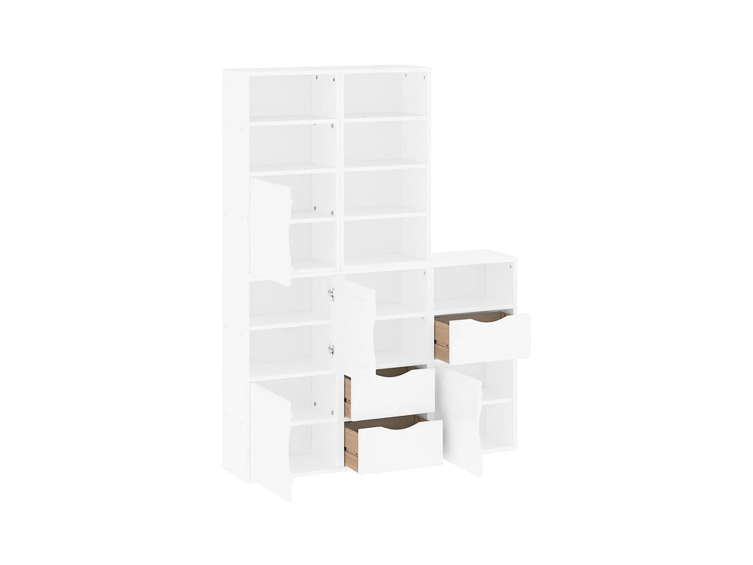 Armoires latérales 5 pcs ODDA blanc 40x24x79 cm bois massif pin