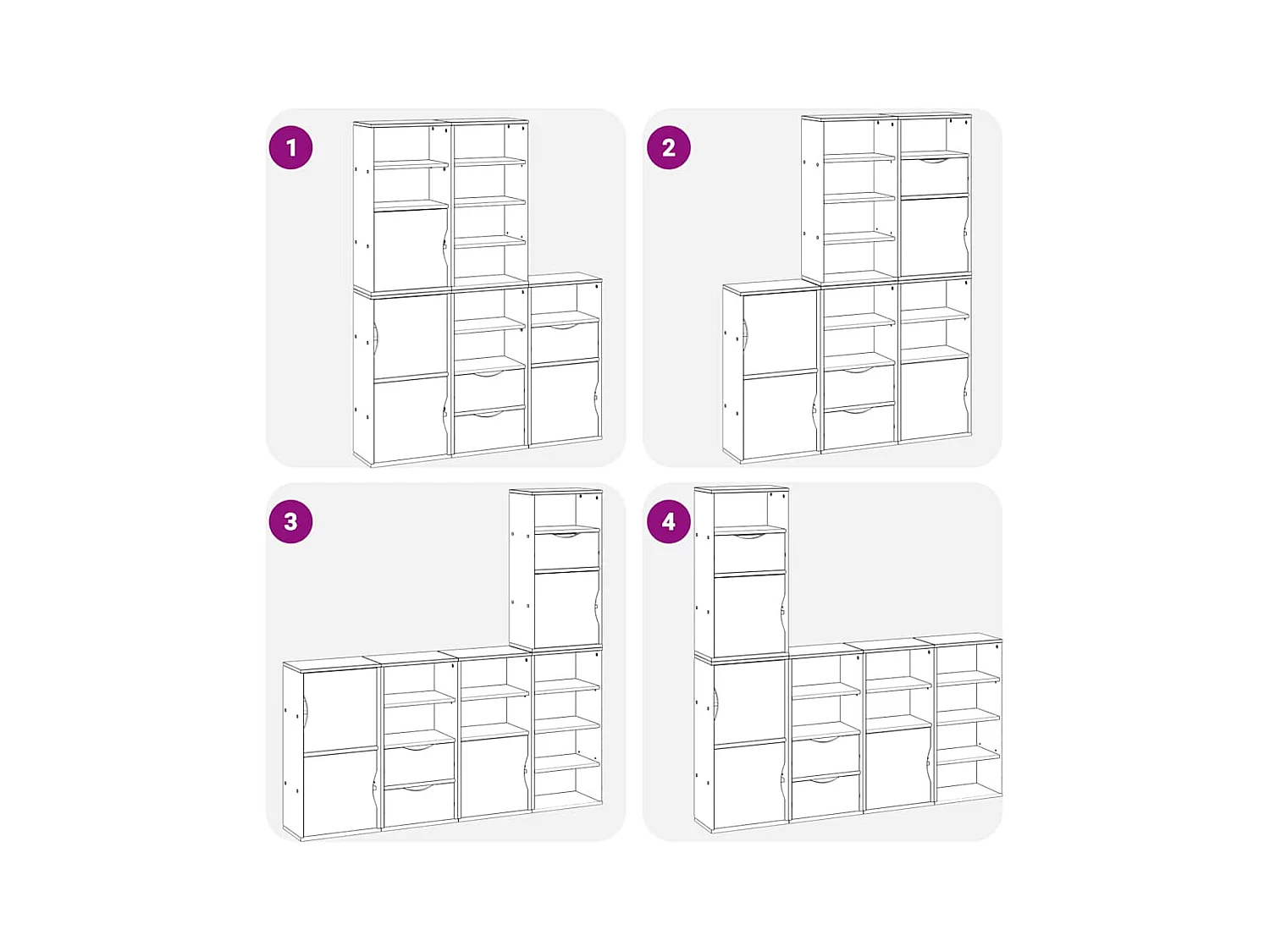 Armoires latérales 5 pcs ODDA blanc 40x24x79 cm bois massif pin