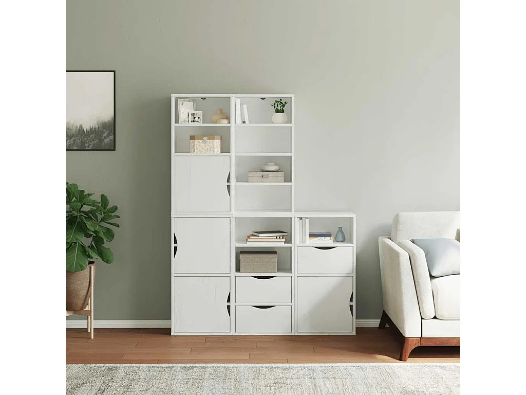 Mobiletto laterale 5 pezzi ODDA bianco 40x24x79 cm in legno massello di pino