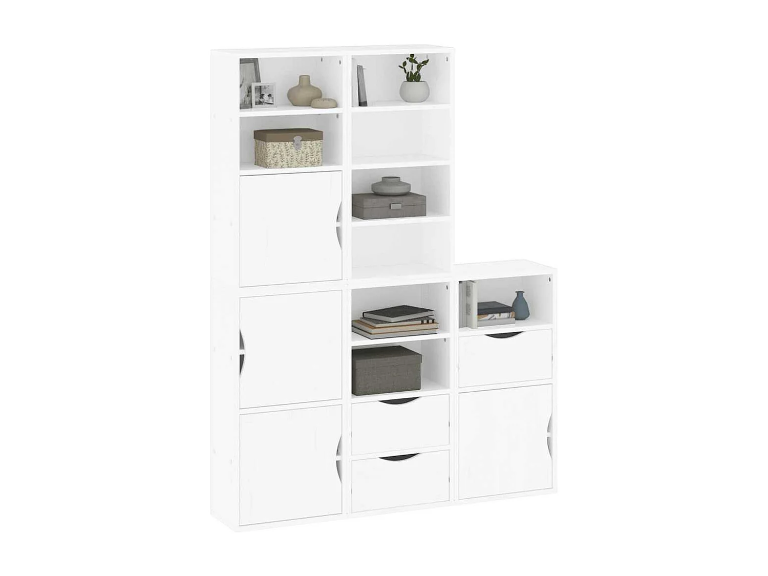 Mobiletto laterale 5 pezzi ODDA bianco 40x24x79 cm in legno massello di pino