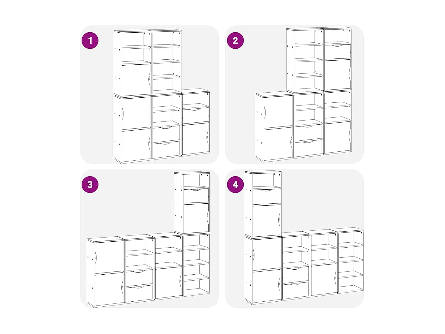 Mobiletto laterale 5 pezzi ODDA bianco 40x24x79 cm in legno massello di pino