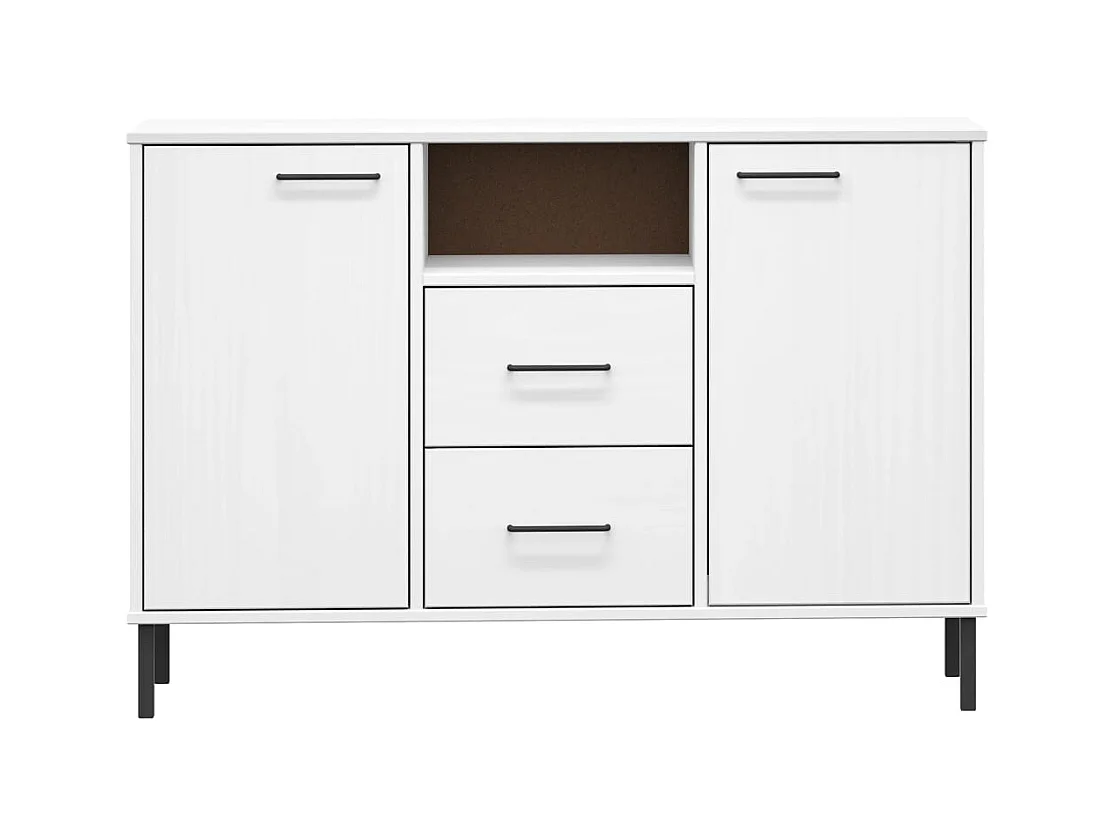 Buffet avec pieds en métal Blanc 113x40x77 cm Bois massif OSLO