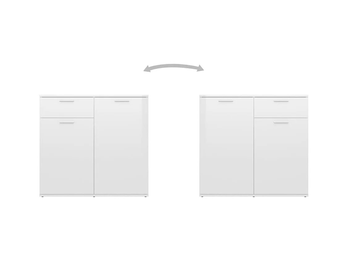 Buffet blanc brillant 80x36x75 cm bois d'ingénierie