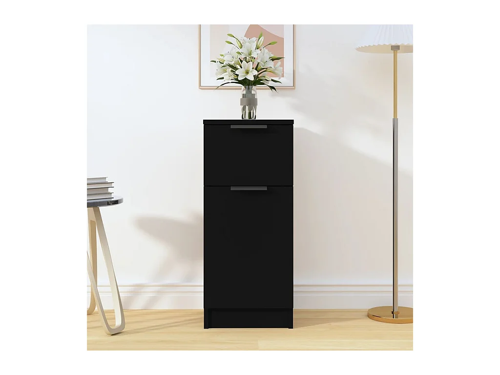 Buffet noir 30x30x70 cm bois d'ingénierie