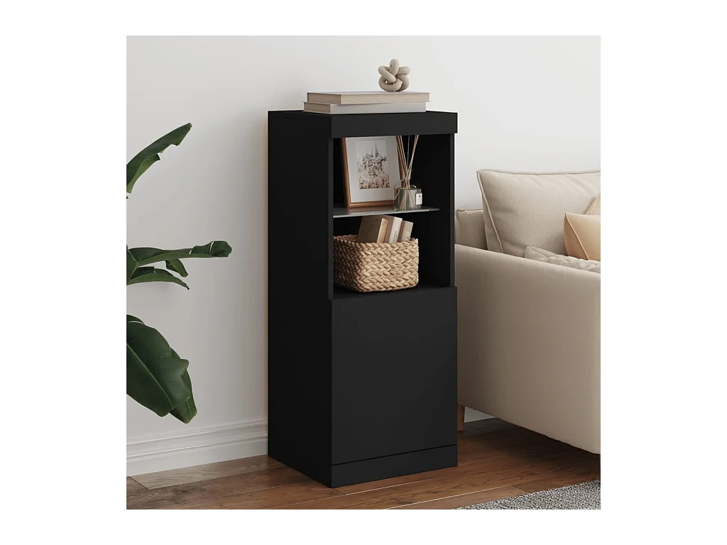 Buffet avec lumières LED noir 41x37x100 cm
