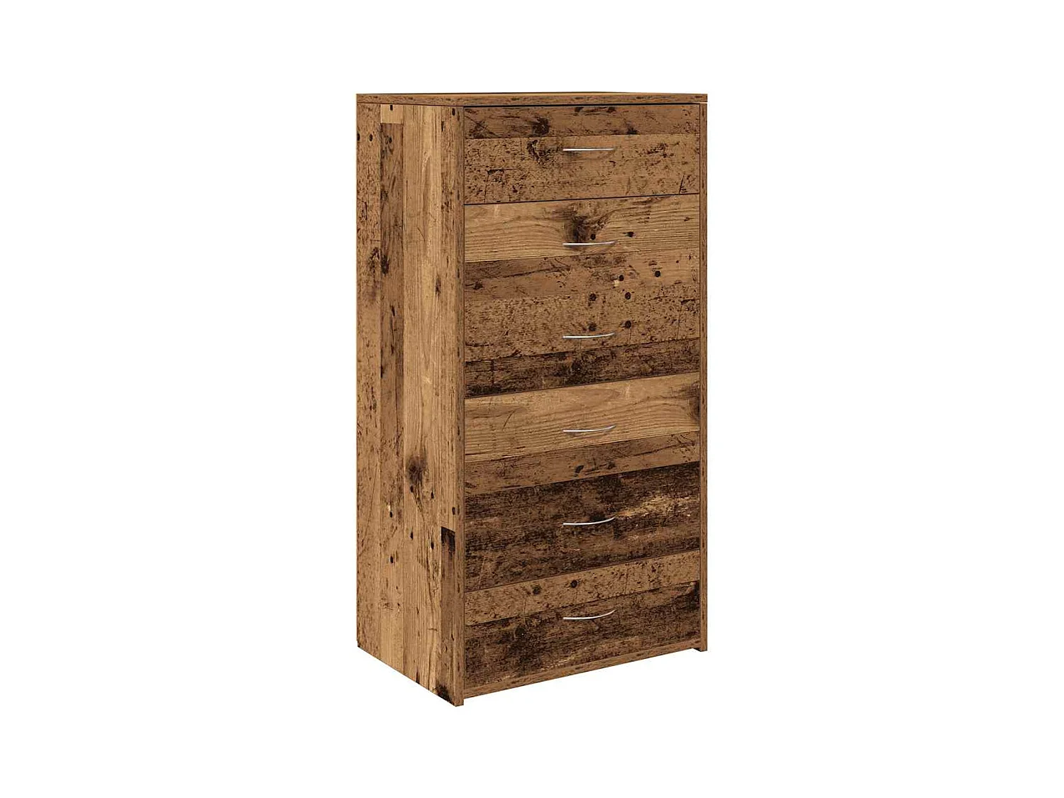 Buffet avec 6 tiroirs vieux bois 50x34x96 cm bois d'ingénierie